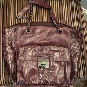 Badgley Mischka Handbag Distressed Wine Color